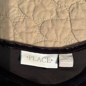 The Children's Place crushed velvet  Black Dress with ruffle sleeve accent